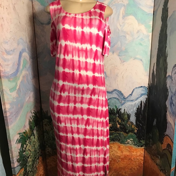 Design History Pink Tie Dye Cold Shoulder Dress - Picture 1 of 6